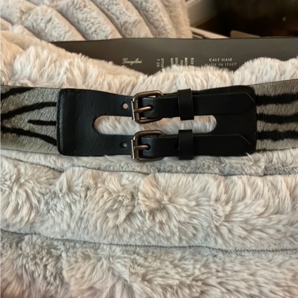 Vintage Accessories - VINTAGE Italian Zebra Calf’s Leather DD Buckle Belt